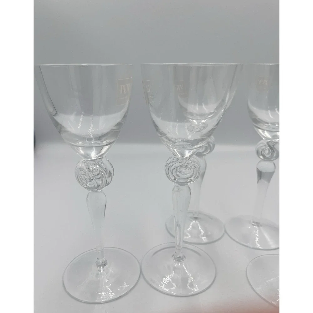 Vintage IVV Italy Grappa Glass Hand Blown Rosette‎ Twist Tear SET of 6 Liqeuer